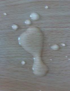 water drops forming a footprint